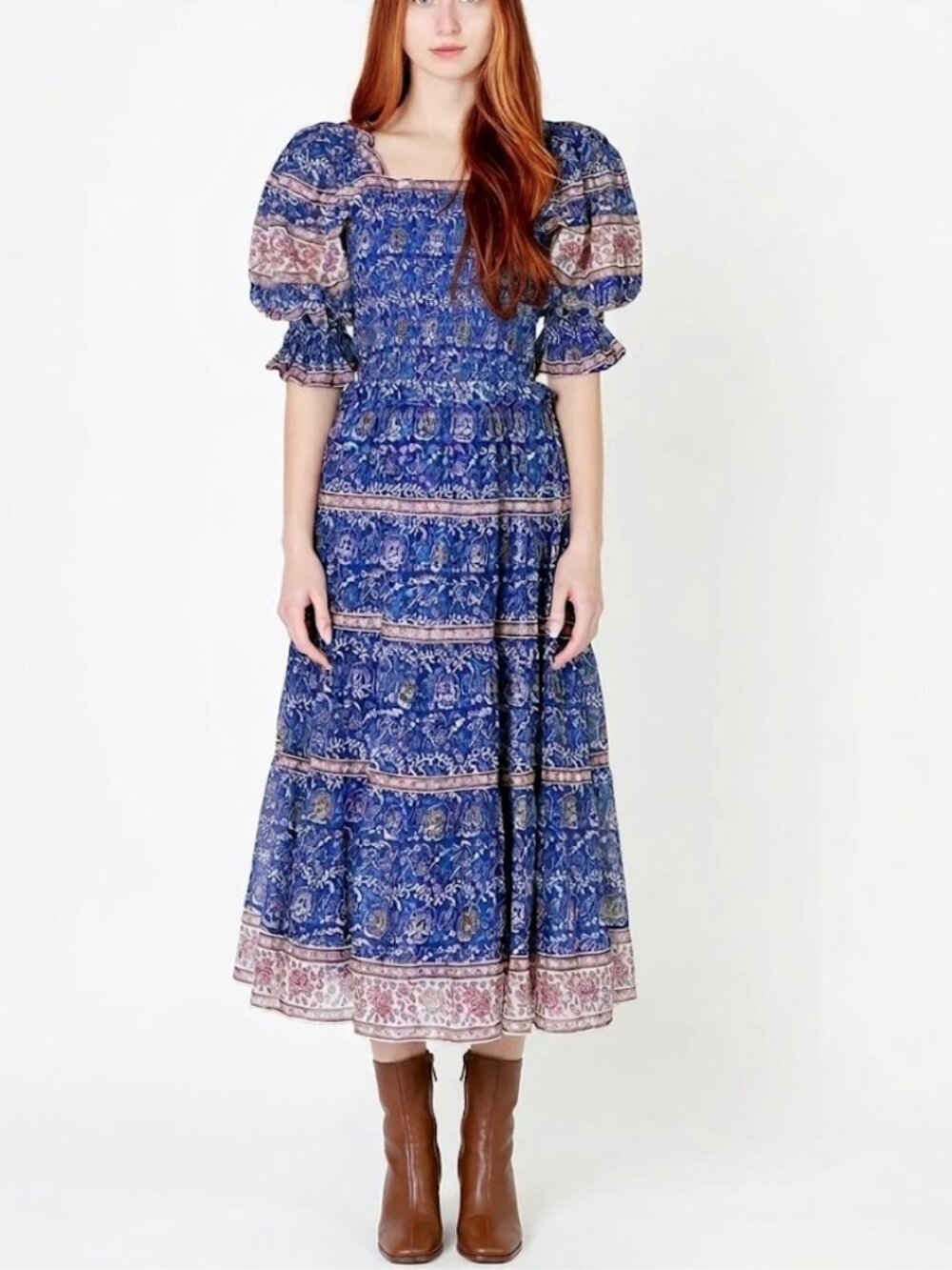 Sade New York Rosita Midi Dress with Puff Sleeves